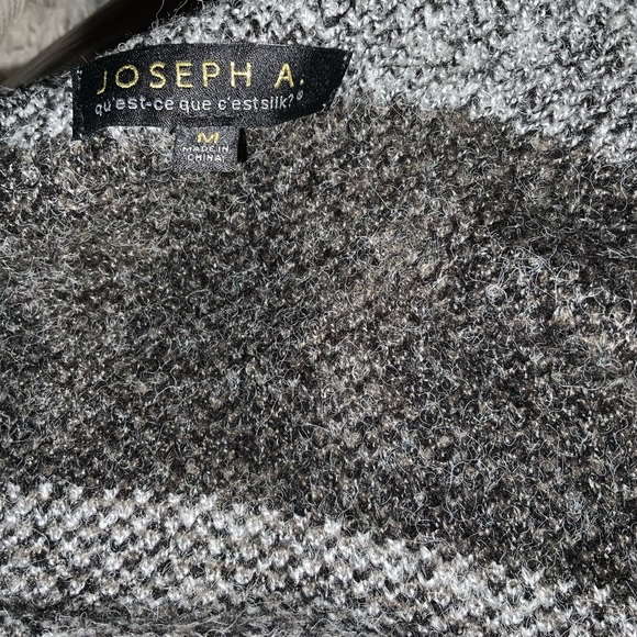 Joseph Abboud- NWOT - Drape Collar Open-Front Long Cardigan - Grey Geo Stripe - Picture 7 of 8